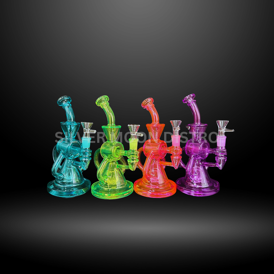 9" Multi-Color Glass Recycler Water Pipe (WP 9400)