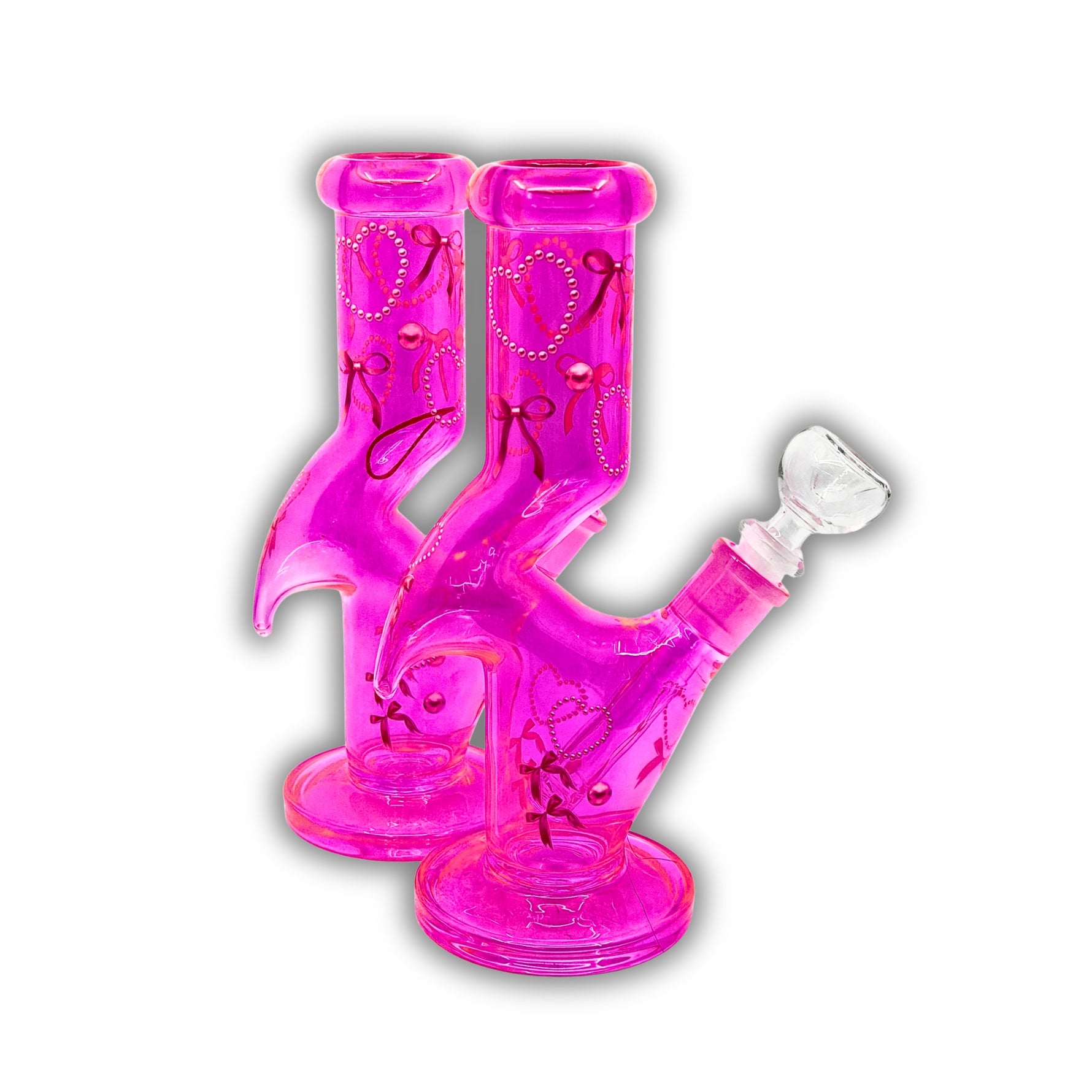 10" Pink Ribbon Recycler Water Pipe [ES-25535]