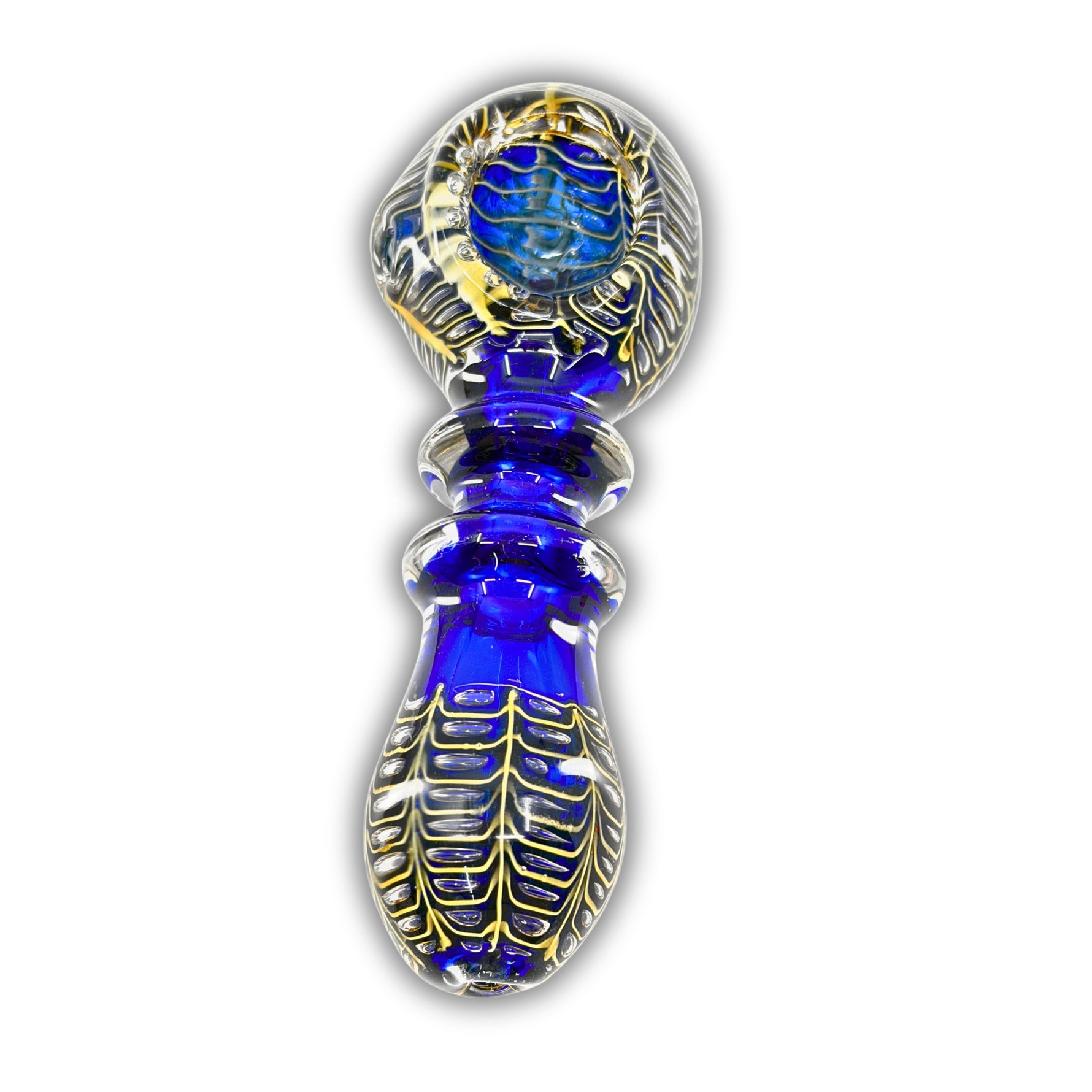 4" Blue Carved Hand Pipe [YA-4]