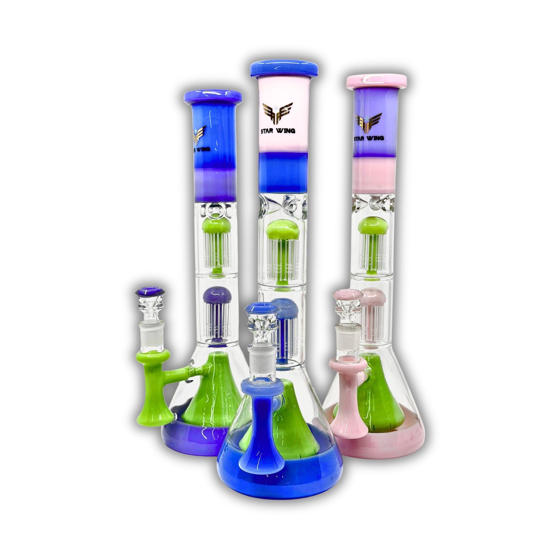 18" Dual Tree Perc Beaker Bong [WP-9265]