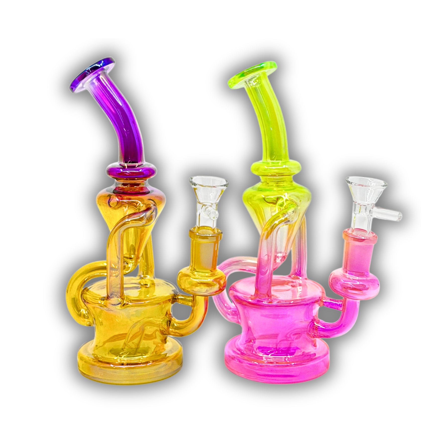 8" Neon Color Recycler Water Pipe [SQ-1002]