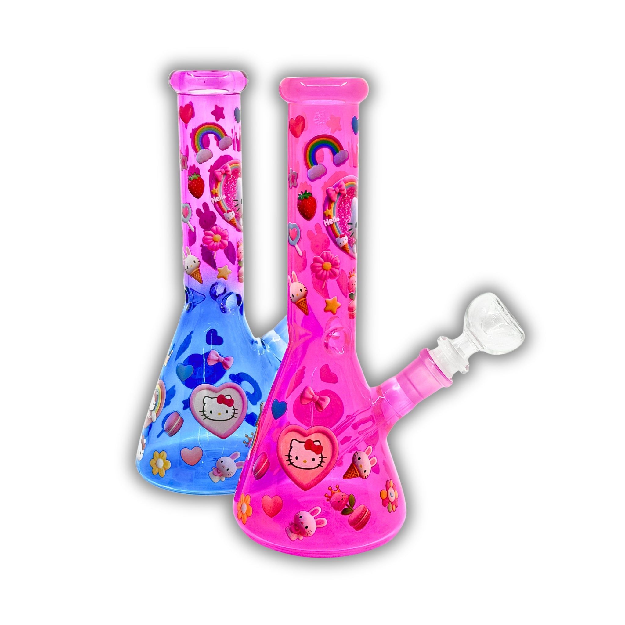10" Cute Kitty Hearts Beaker Bong [ES-25475]