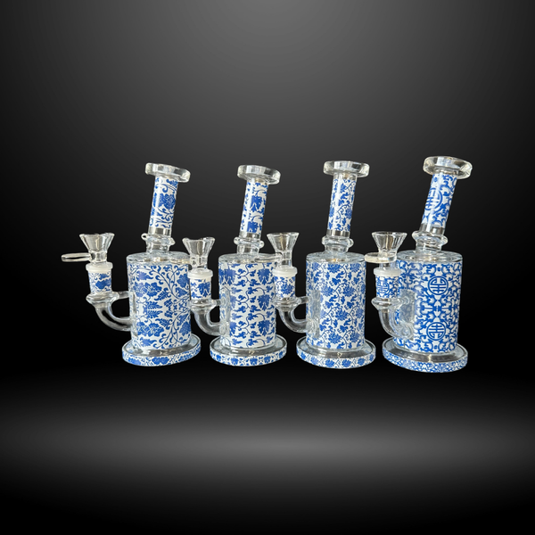 Imperial Blue Flora Water Pipe (ES 2482)