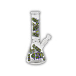 Clear mini beaker bong with bold “420” graffiti-style print design covering the body and neck.