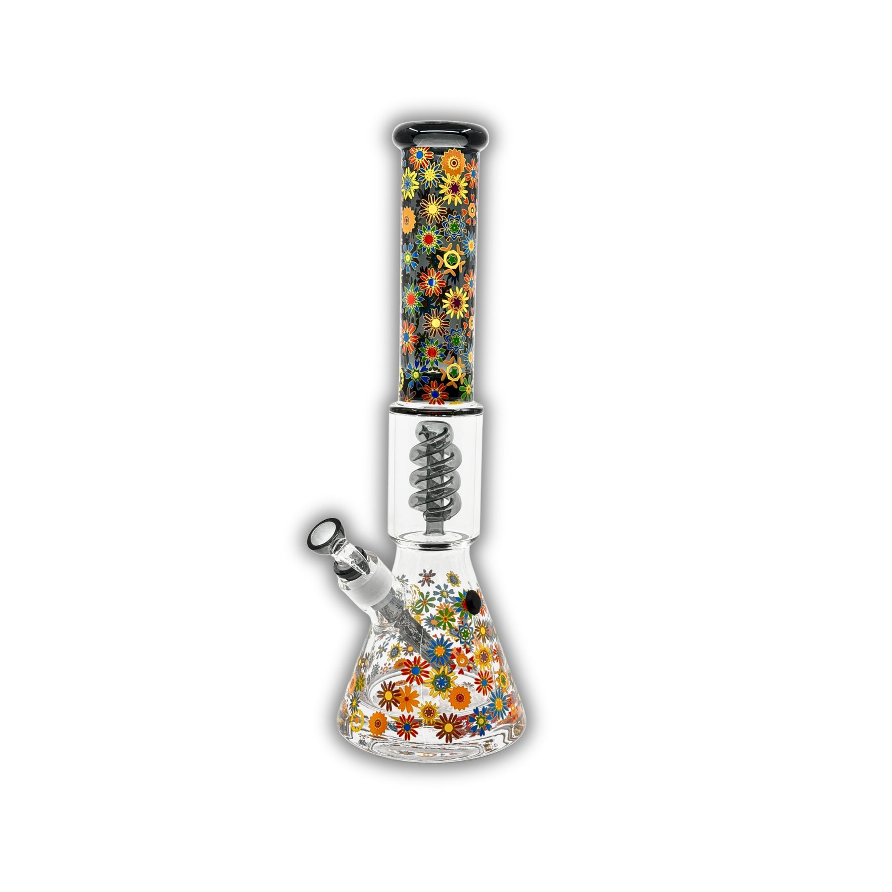 16" Floral Spiral Perc Beaker Bong [HXCP-452P-AH]