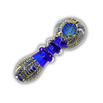 4" Blue Carved Hand Pipe [YA-4]