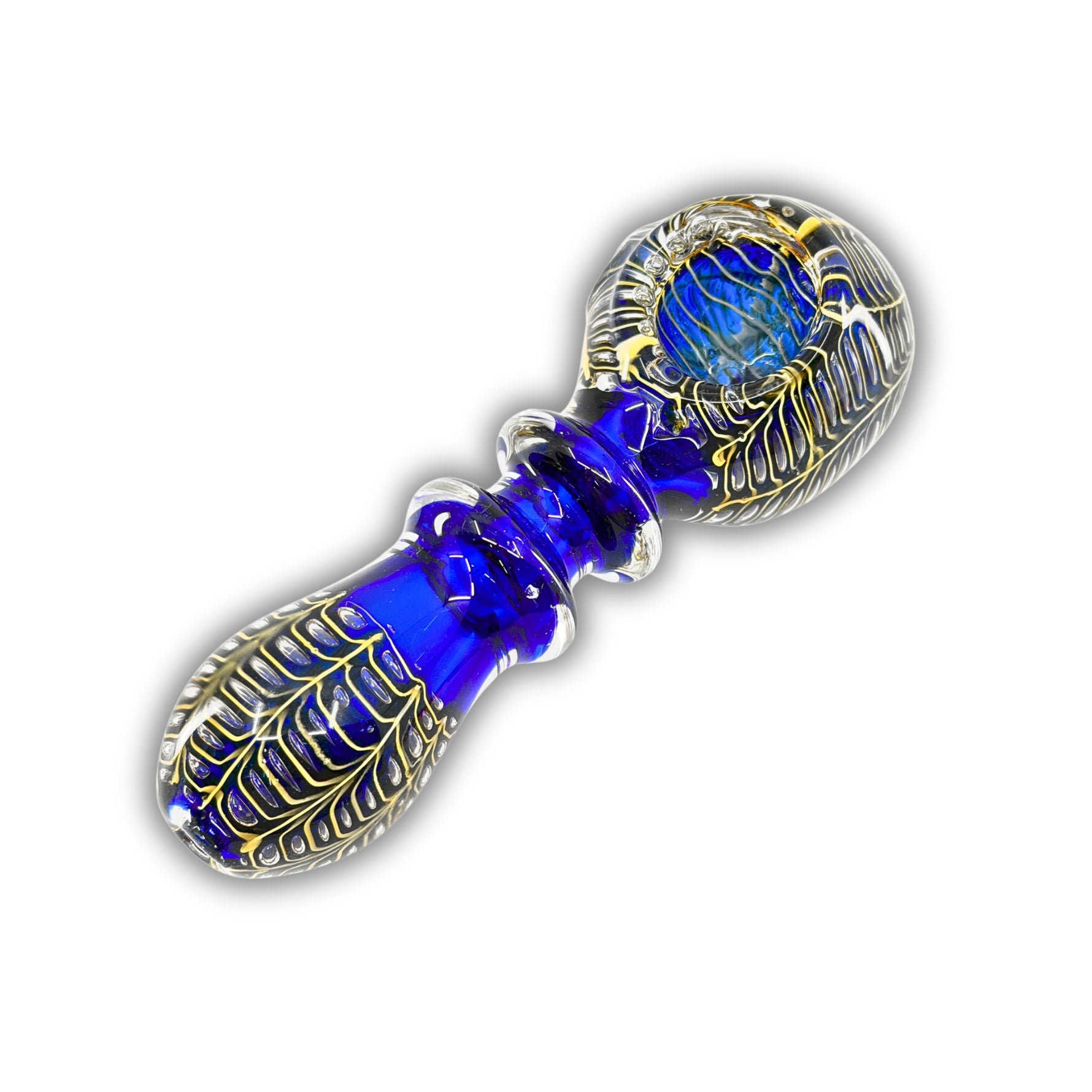 4" Blue Carved Hand Pipe [YA-4]