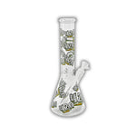 Clear mini beaker bong with bold “420” graffiti-style print design covering the body and neck.