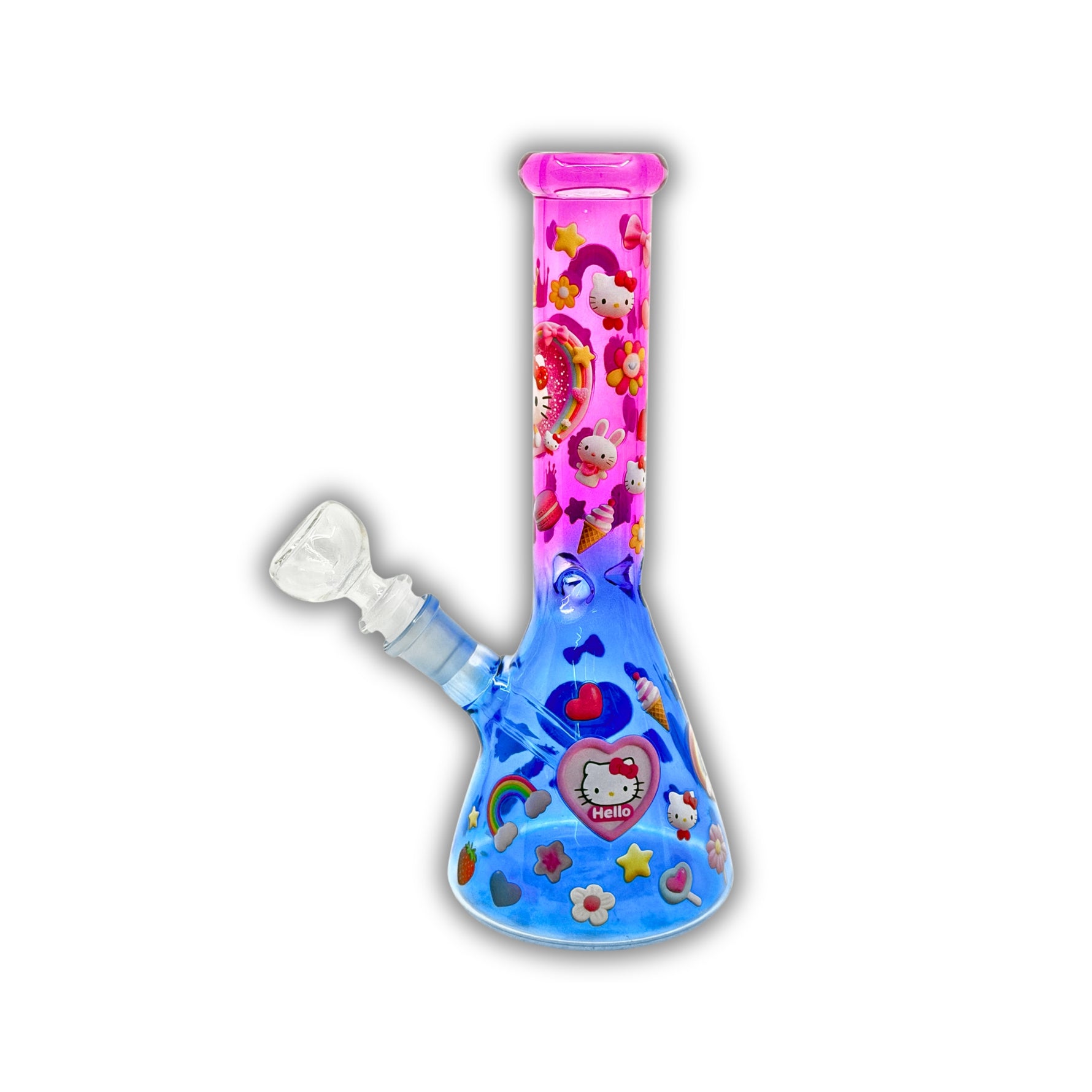 10" Cute Kitty Hearts Beaker Bong [ES-25475]