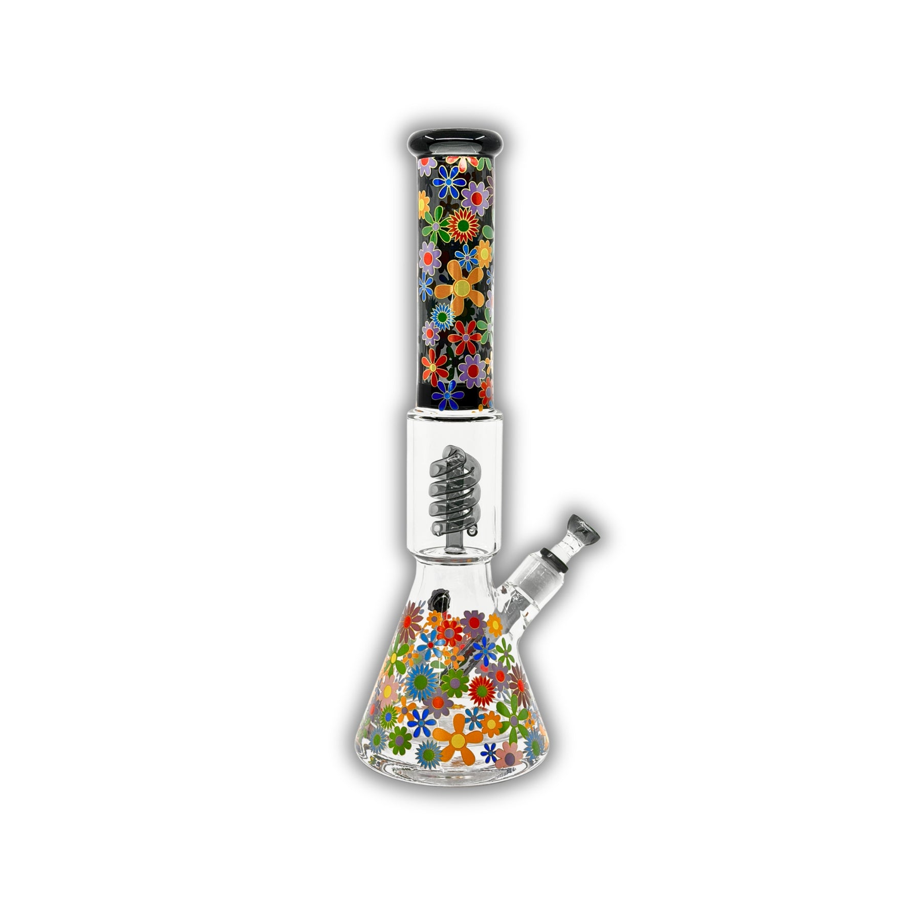 16" Floral Spiral Perc Beaker Bong [HXCP-452P-AH]