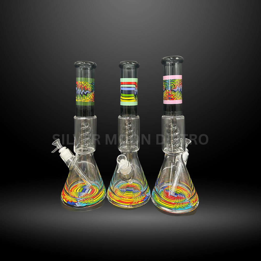 16" Psychedelic Spiral Beaker Bong (HXCP 452P-AC)
