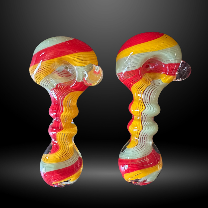 Yellow, Red and White Swirl Hand Pipe - Wholesale Smoking Pipe Los Angeles California