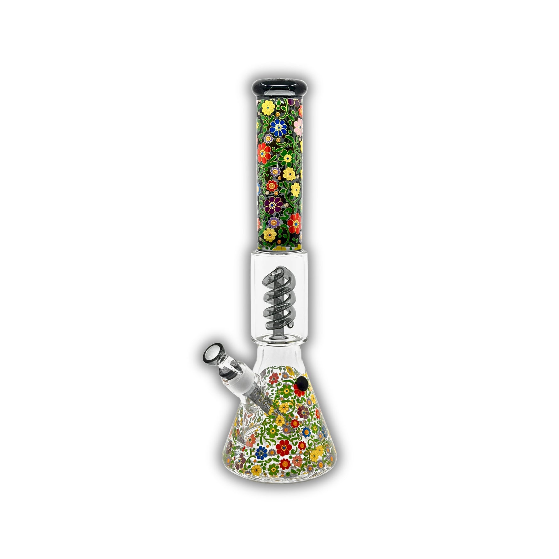 16" Floral Spiral Perc Beaker Bong [HXCP-452P-AH]