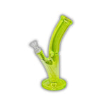 Compact colored glass dab rig with straight tube design, angled mouthpiece, and matching downstem accents in assorted vibrant colors.