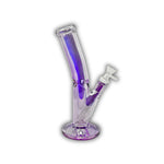 Compact colored glass dab rig with straight tube design, angled mouthpiece, and matching downstem accents in assorted vibrant colors.