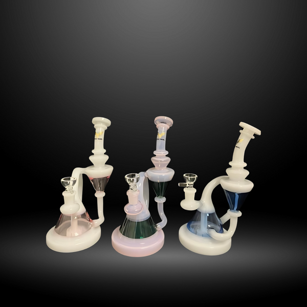 The 9 inch Wholesale Handle Water Pipe is a glass water pipes with a clear round handle, featuring various colors and designs.