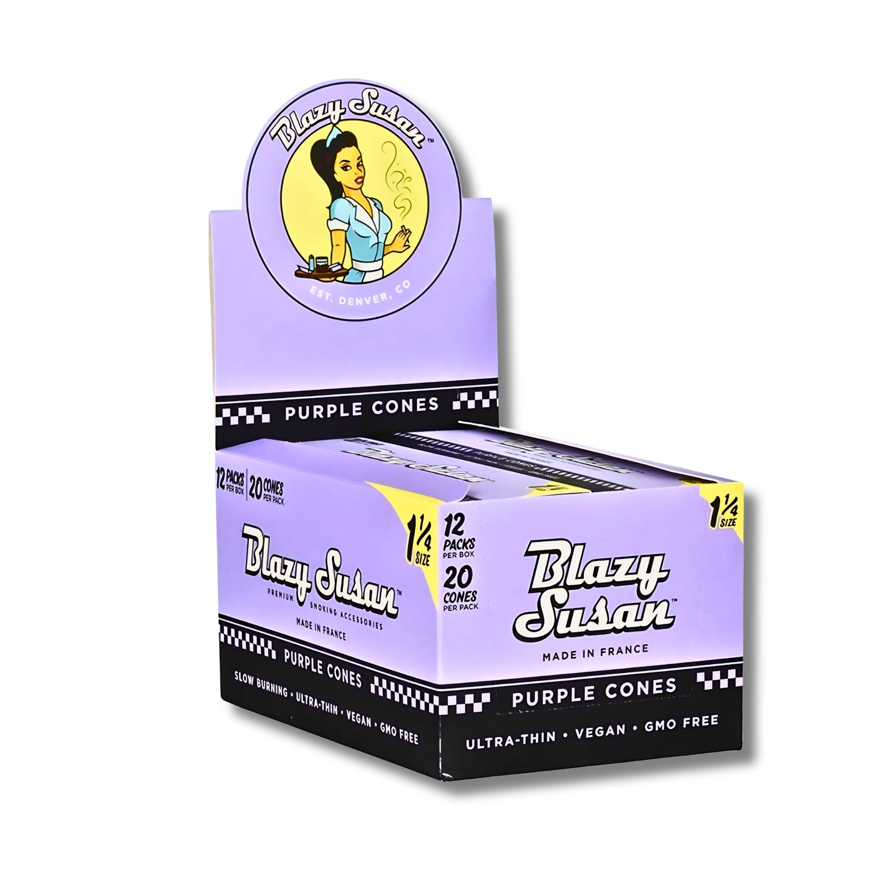Blazy Susan  1 1/4″ Purple Pre Rolled Cones