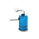 Cylinder-shaped glass dab rigs with side arm and clear top in multiple colors including black, blue, red, yellow, purple, green, and pink.