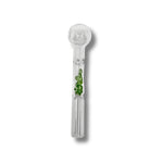 Clear glass oil burner pipes with colored bead accents inside the stem in blue, green, and red designs.