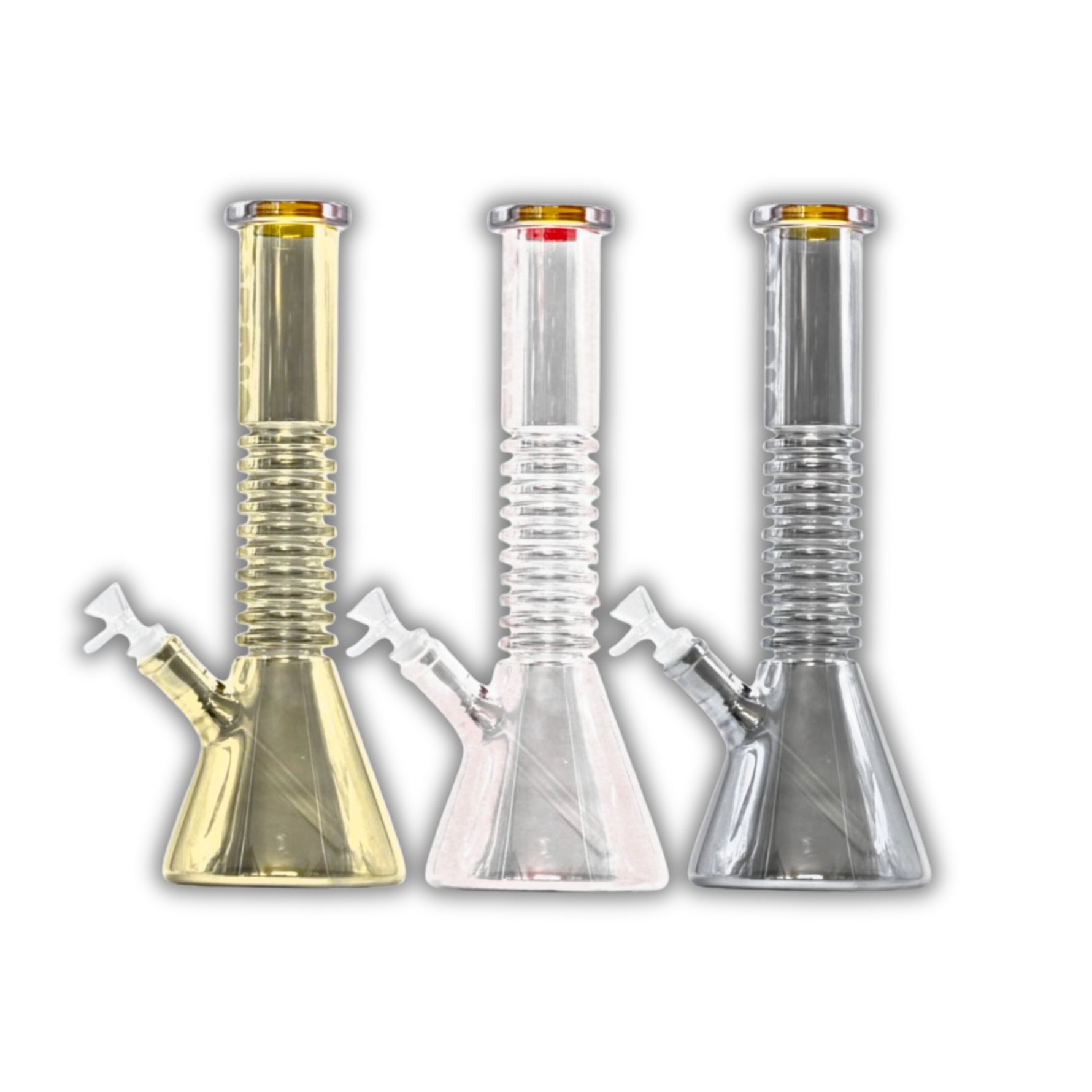 15" Metallic Ribbed Beaker Bong [HXCP-331E-AA]