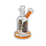 Clear straight tube bong featuring detailed Egyptian pharaoh artwork with colored base, neck, and hieroglyph-style accents.