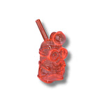 Colorful minion character glass oil burner pipes in orange, red, pink, blue, and yellow with detailed cartoon design.
