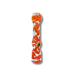 Hand-blown glass chillum pipes with colorful swirl patterns and side grip marble in assorted designs.
