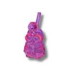 Colorful minion character glass oil burner pipes in orange, red, pink, blue, and yellow with detailed cartoon design.