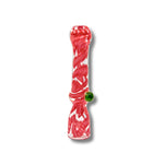 Hand-blown glass chillum pipes with colorful swirl patterns and side grip marble in assorted designs.