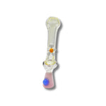 Clear glass chillum pipes with colorful base and white daisy flower accents in assorted designs.