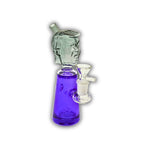 Glass water pipe featuring a sculpted face head design with a colored base and compact body.