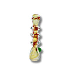 Fumed glass chillum pipes with ring grip design and colorful accents in green, blue, and red.