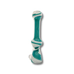 Glass chillum pipes with striped swirl patterns in multiple colors including red, blue, green, white, and yellow.