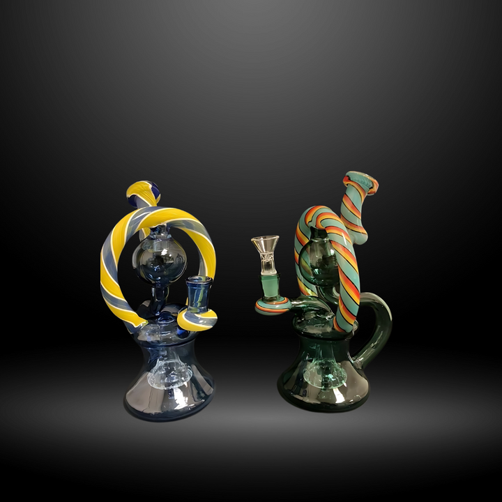 9" Colored Glass Art Recycler 