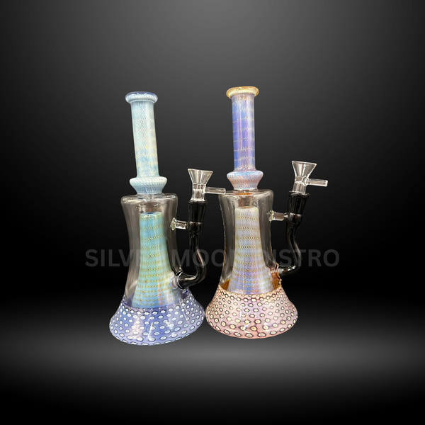 This image displays the Wholesale Dot Matrix Glass Water Pipe (HXCP 352), featuring a modern, artistic design. The water pipes stand out with their intricate dot matrix pattern across the glass surface, creating a unique, digital appearance.