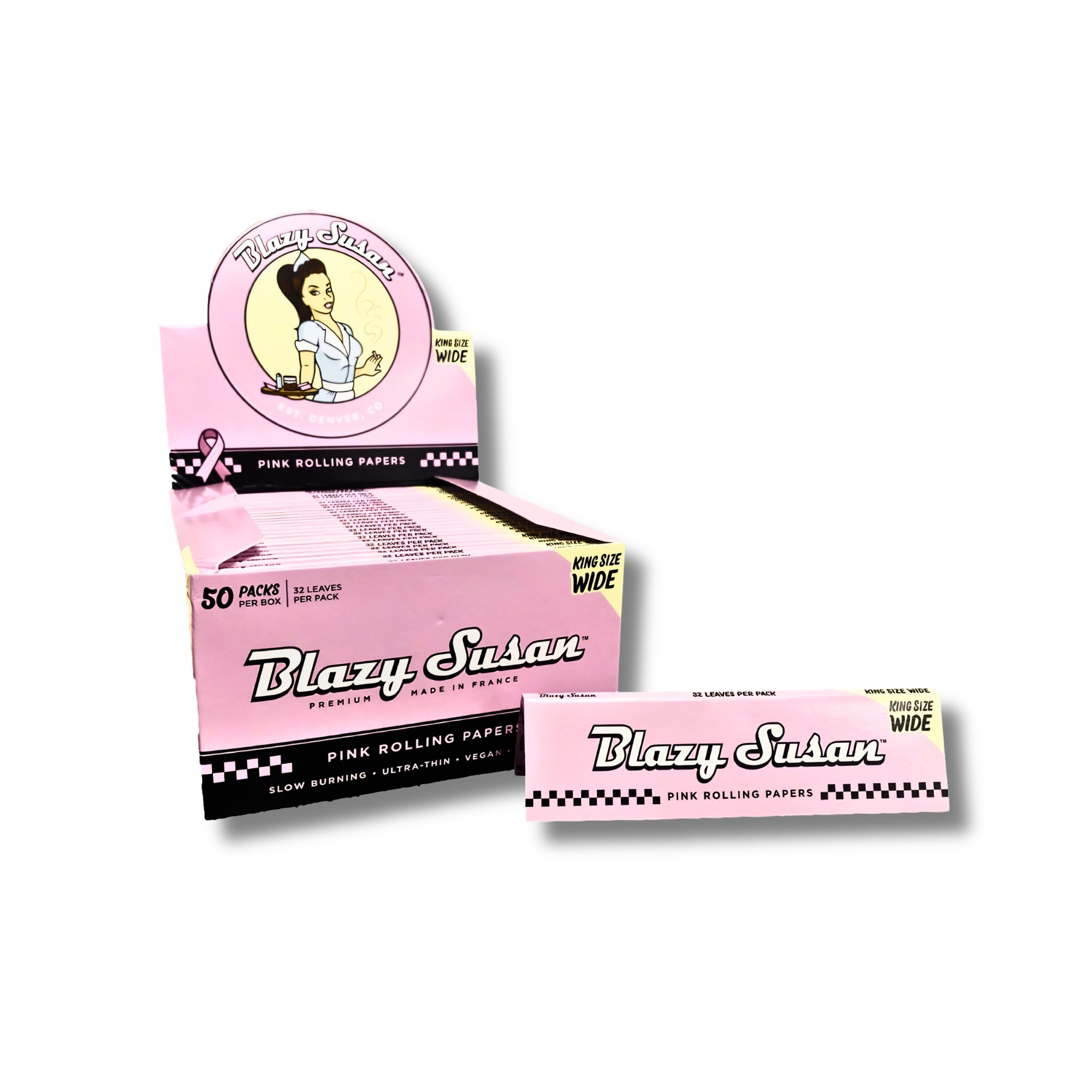 Blazy Susan - King Size Wide Pink Rolling Papers