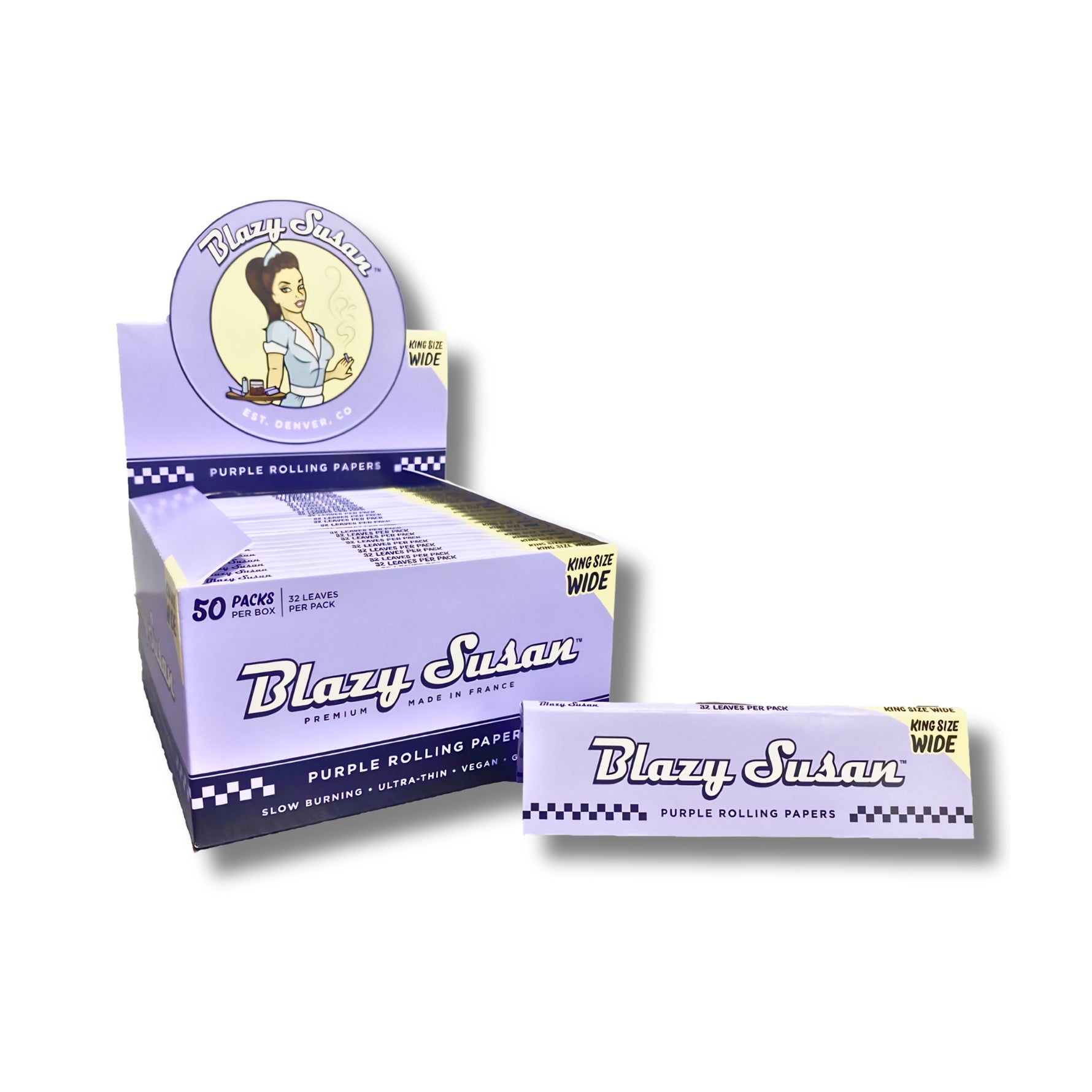 Blazy Susan - King Size Wide Purple Rolling Papers